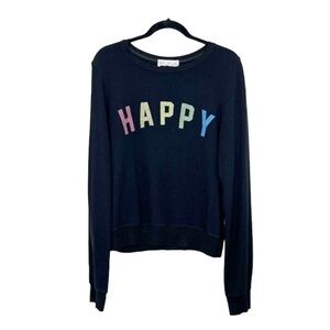 WILDFOX Happy Baggy Beach Jumper Pullover Sweatshirt in black size Medium